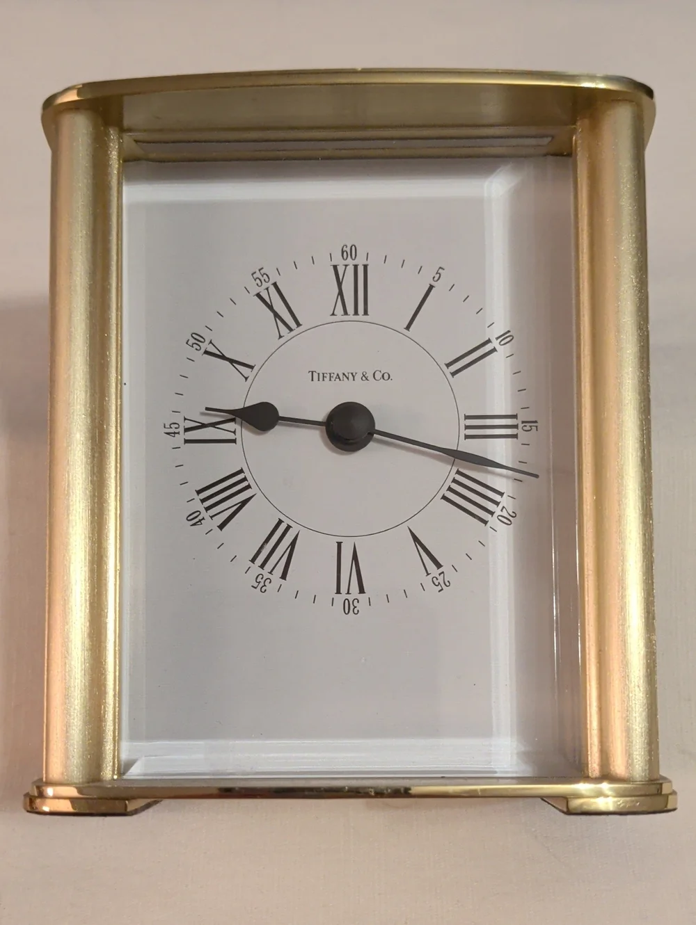 Tiffany & Co. Gold Frame Clock with White Dial